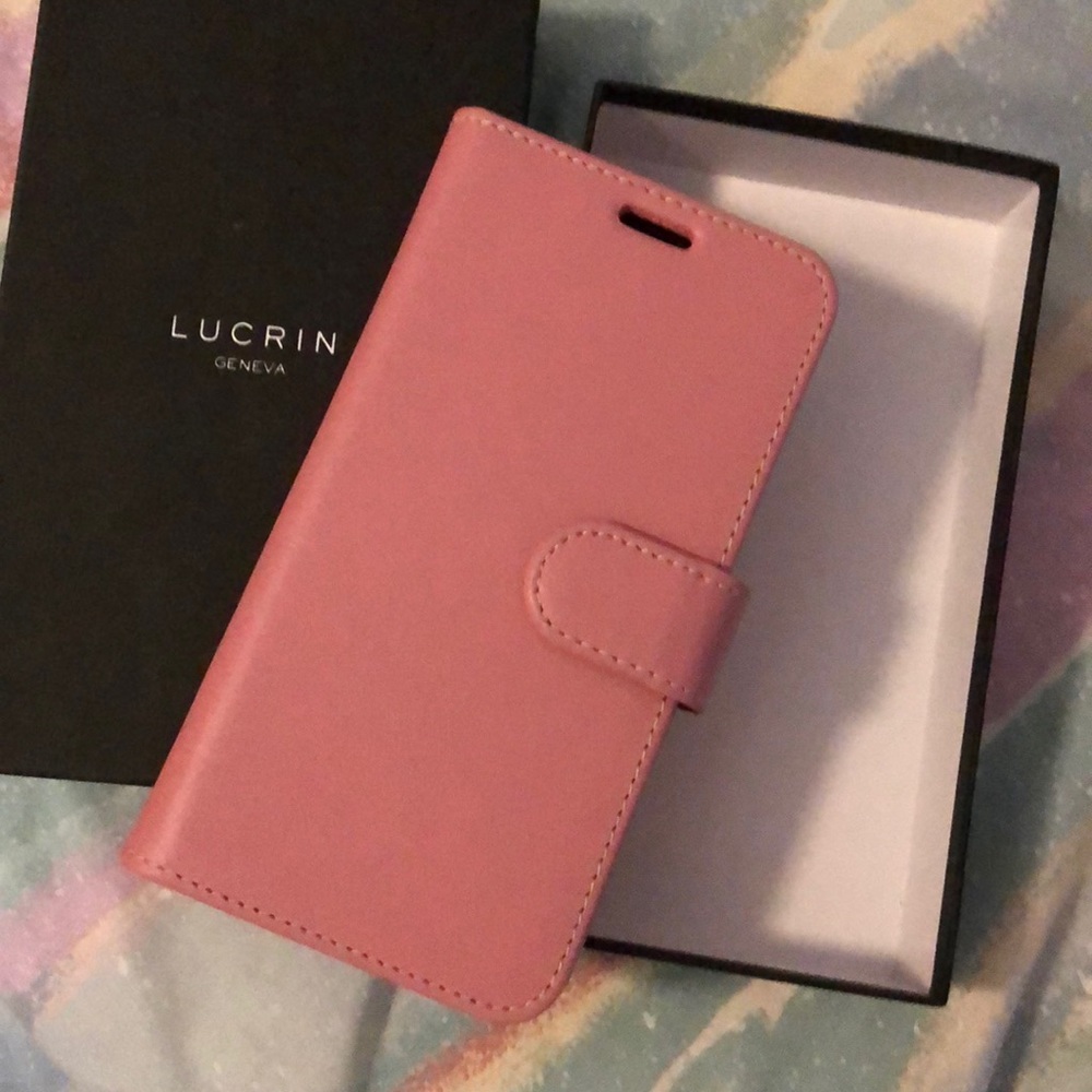 NEW Lucrin iPhone X Leather case Pink